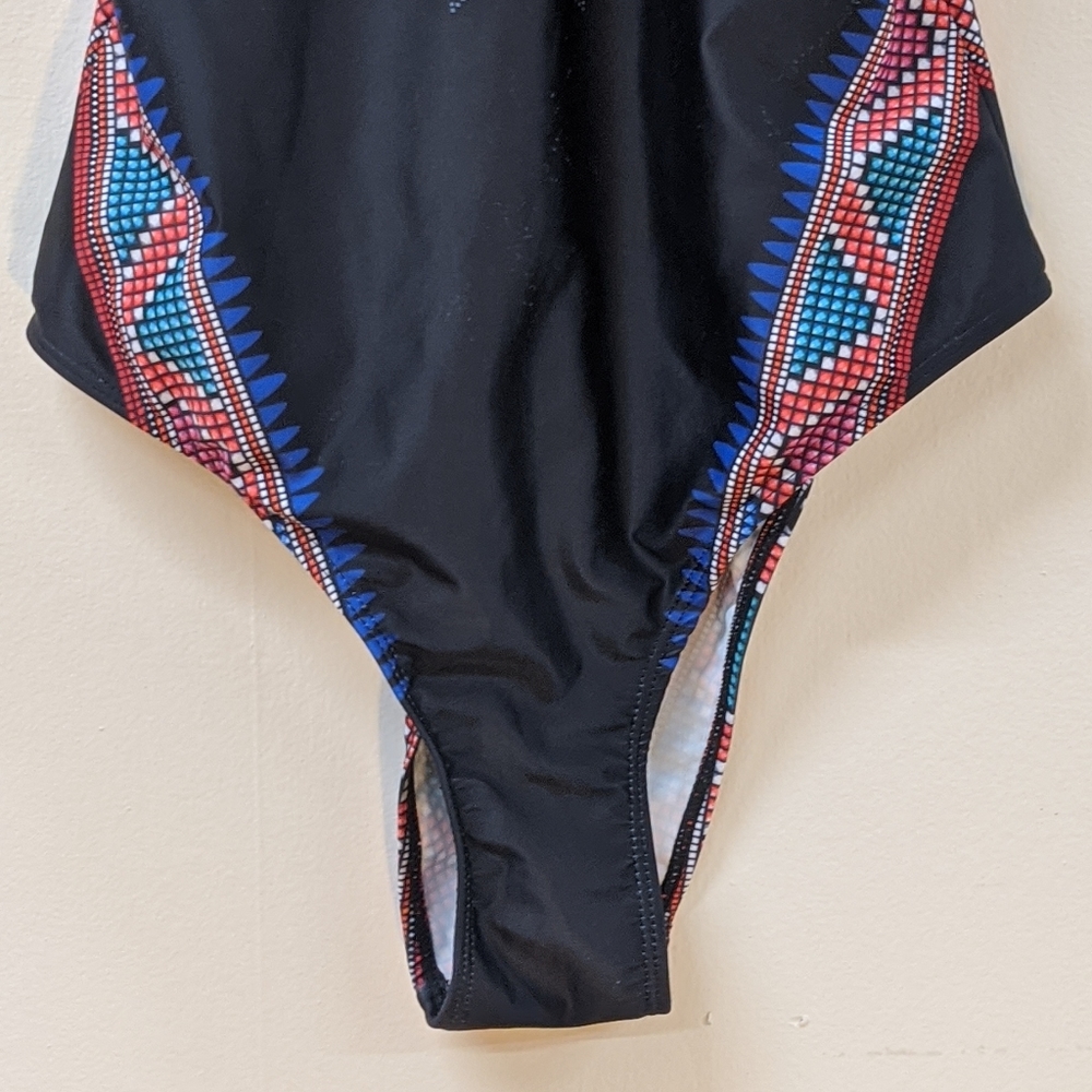 Geometric Patchwork One-Piece bathing suit (L) - Picture 3 of 6
